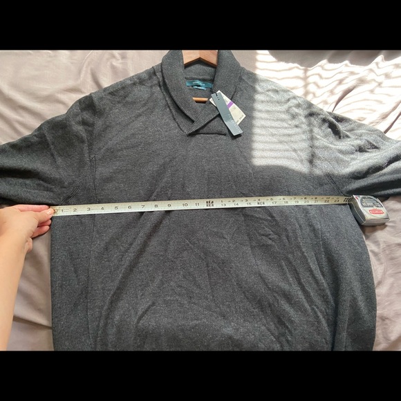New Perry Ellis Merino Wool Blended Collar Sweater Charcoal Heather Color - Picture 5 of 8